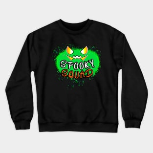 Spooky Squad Jack O Lantern Green Pumpkin Splat Quote Crewneck Sweatshirt